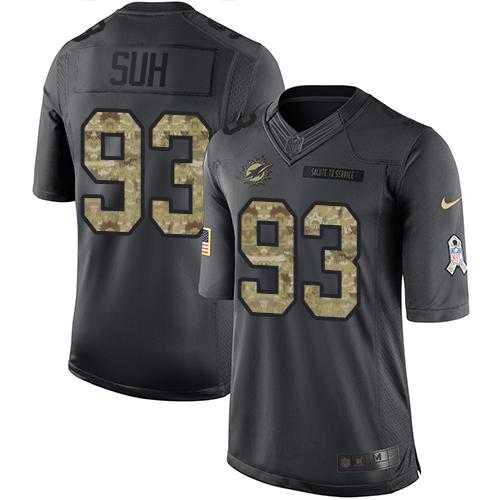 Youth Nike Miami Dolphins #93 Ndamukong Suh Anthracite Stitched NFL Limited 2016 Salute to Service Jersey