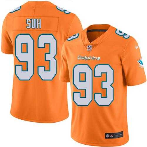 Youth Nike Miami Dolphins #93 Ndamukong Suh Orange Stitched NFL Limited Rush Jersey
