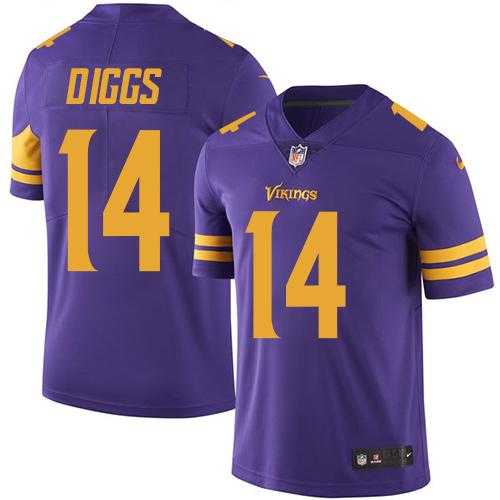 Youth Nike Minnesota Vikings #14 Stefon Diggs Purple Stitched NFL Limited Rush Jersey
