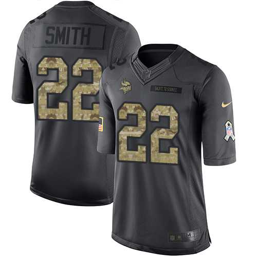 Youth Nike Minnesota Vikings #22 Harrison Smith Anthracite Stitched NFL Limited 2016 Salute To Service Jersey