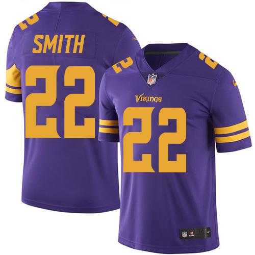Youth Nike Minnesota Vikings #22 Harrison Smith Purple Stitched NFL Limited Rush Jersey