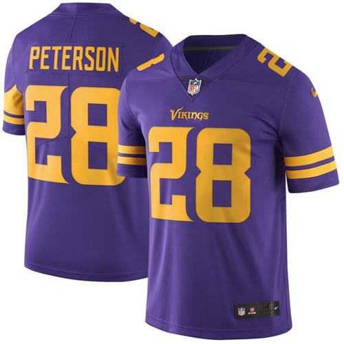 Youth Nike Minnesota Vikings #28 Adrian Peterson Purple Stitched NFL Limited Rush Jersey