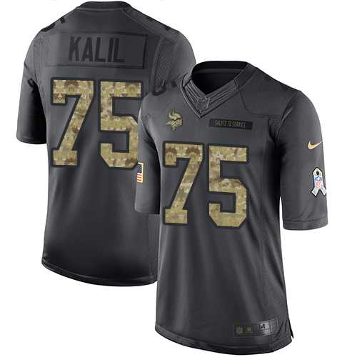 Youth Nike Minnesota Vikings #75 Matt Kalil Anthracite Stitched NFL Limited 2016 Salute To Service Jersey