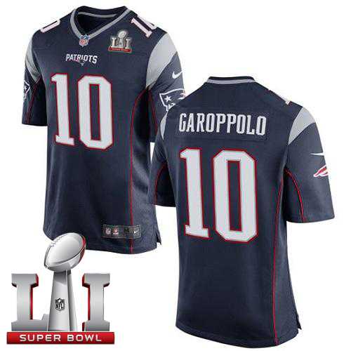 Youth Nike New England Patriots #10 Jimmy Garoppolo Navy Blue Team Color Super Bowl LI 51 Stitched NFL New Elite Jersey