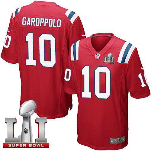 Youth Nike New England Patriots #10 Jimmy Garoppolo Red Alternate Super Bowl LI 51 Stitched NFL Elite Jersey