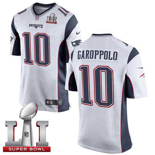 Youth Nike New England Patriots #10 Jimmy Garoppolo White Super Bowl LI 51 Stitched NFL New Elite Jersey