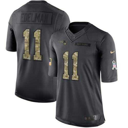 Youth Nike New England Patriots #11 Julian Edelman Anthracite Stitched NFL Limited 2016 Salute to Service Jersey