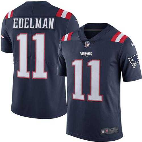 Youth Nike New England Patriots #11 Julian Edelman Navy Blue Stitched NFL Limited Rush Jersey