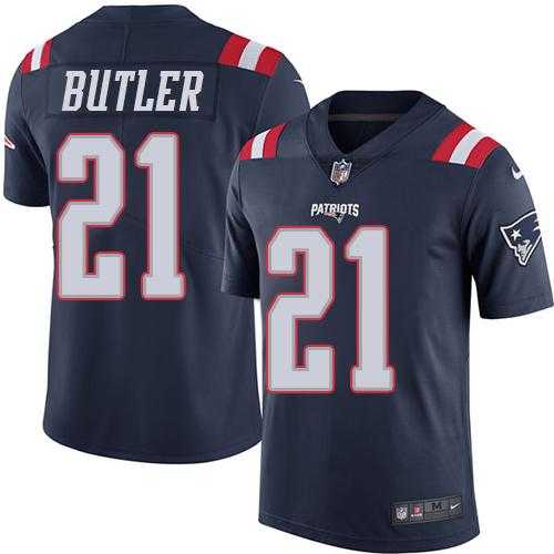 Youth Nike New England Patriots #21 Malcolm Butler Navy Blue Stitched NFL Limited Rush Jersey