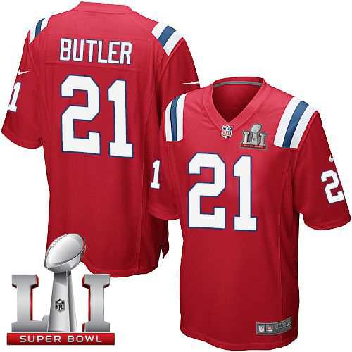Youth Nike New England Patriots #21 Malcolm Butler Red Alternate Super Bowl LI 51 Stitched NFL Elite Jersey