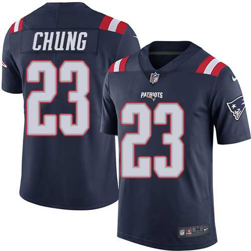 Youth Nike New England Patriots #23 Patrick Chung Navy Blue Stitched NFL Limited Rush Jersey