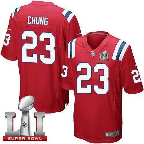 Youth Nike New England Patriots #23 Patrick Chung Red Alternate Super Bowl LI 51 Stitched NFL Elite Jersey