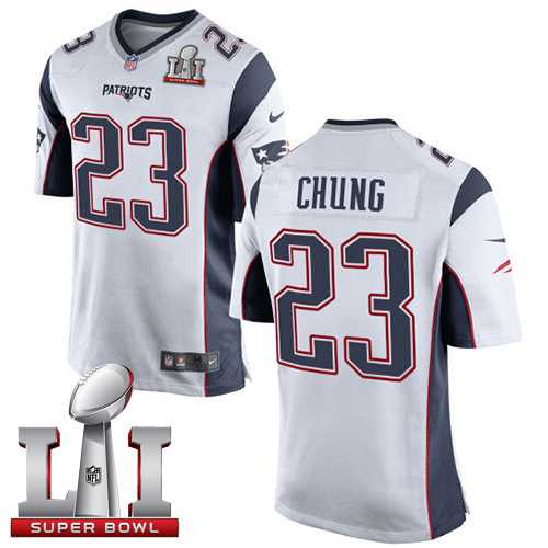 Youth Nike New England Patriots #23 Patrick Chung White Super Bowl LI 51 Stitched NFL New Elite Jersey