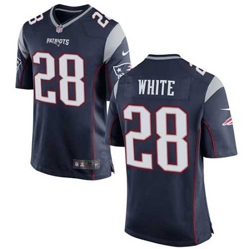 Youth Nike New England Patriots #28 James White Navy Blue Team Color Stitched NFL New Elite Jersey