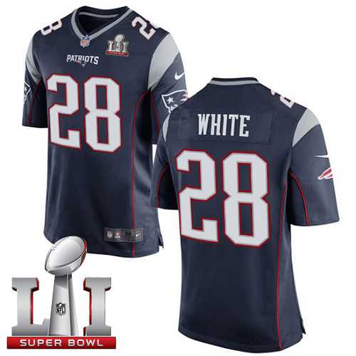 Youth Nike New England Patriots #28 James White Navy Blue Team Color Super Bowl LI 51 Stitched NFL New Elite Jersey