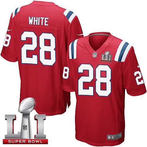 Youth Nike New England Patriots #28 James White Red Alternate Super Bowl LI 51 Stitched NFL Elite Jersey
