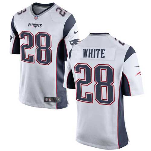 Youth Nike New England Patriots #28 James White White Stitched NFL New Elite Jersey