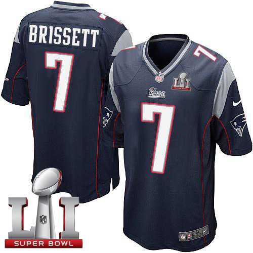 Youth Nike New England Patriots #7 Jacoby Brissett Navy Blue Team Color Super Bowl LI 51 Stitched NFL New Elite Jersey