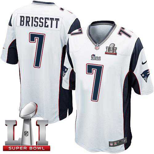 Youth Nike New England Patriots #7 Jacoby Brissett White Super Bowl LI 51 Stitched NFL New Elite Jersey