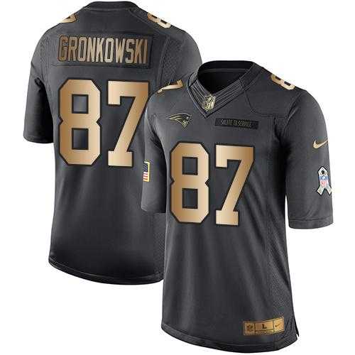 Youth Nike New England Patriots #87 Rob Gronkowski Anthracite Stitched NFL Limited Gold Salute to Service Jersey