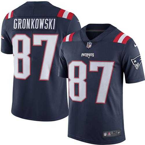 Youth Nike New England Patriots #87 Rob Gronkowski Navy Blue Stitched NFL Limited Rush Jersey