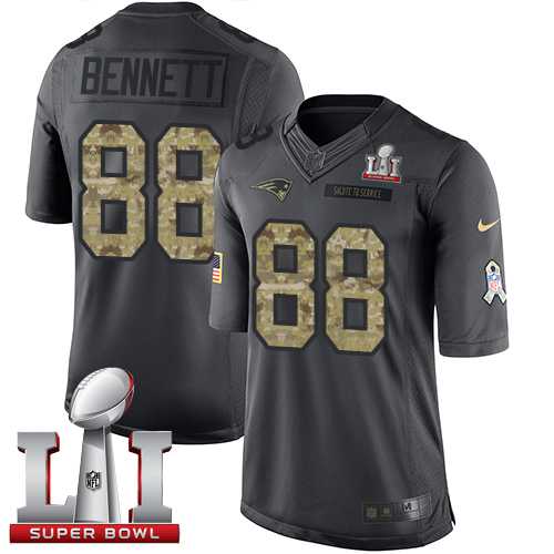Youth Nike New England Patriots #88 Martellus Bennett Black Super Bowl LI 51 Stitched NFL Limited 2016 Salute to Service Jersey