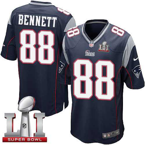 Youth Nike New England Patriots #88 Martellus Bennett Navy Blue Team Color Super Bowl LI 51 Stitched NFL New Elite Jersey