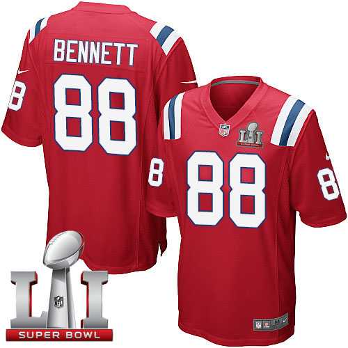 Youth Nike New England Patriots #88 Martellus Bennett Red Alternate Super Bowl LI 51 Stitched NFL Elite Jersey