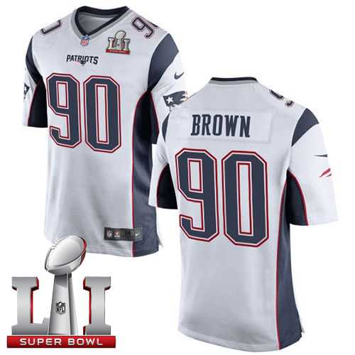 Youth Nike New England Patriots #90 Malcom Brown White Super Bowl LI 51 Stitched NFL New Elite Jersey