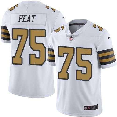 Youth Nike New Orleans Saints #75 Andrus Peat White Stitched NFL Limited Rush Jersey