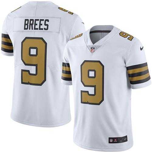 Youth Nike New Orleans Saints #9 Drew Brees White Stitched NFL Limited Rush Jersey