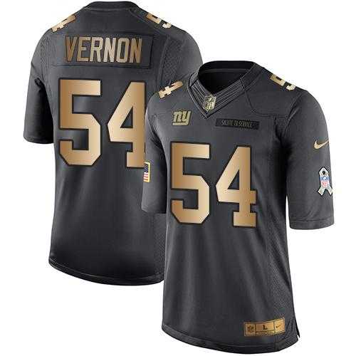 Youth Nike New York Giants #54 Olivier Vernon Anthracite Stitched NFL Limited Gold Salute to Service Jersey