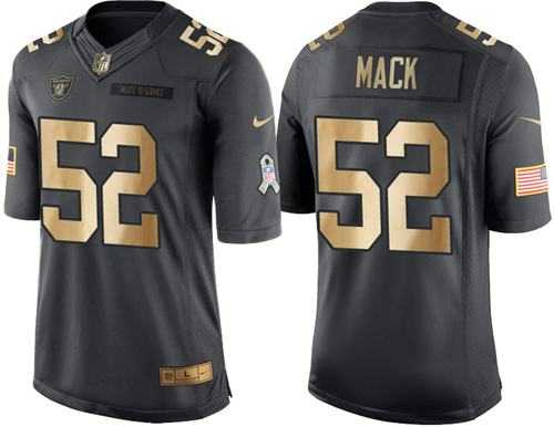 Youth Nike Oakland Raiders #52 Khalil Mack Anthracite Stitched NFL Limited Gold Salute to Service Jersey