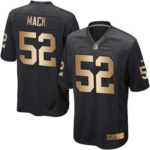 Youth Nike Oakland Raiders #52 Khalil Mack Black Team Color Stitched NFL Elite Gold Jersey