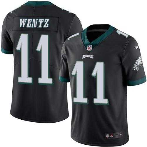 Youth Nike Philadelphia Eagles #11 Carson Wentz Black Stitched NFL Limited Rush Jersey