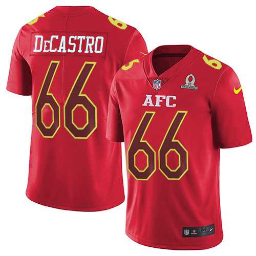 Youth Nike Pittsburgh Steelers #66 David DeCastro Red Stitched NFL Limited AFC 2017 Pro Bowl Jersey