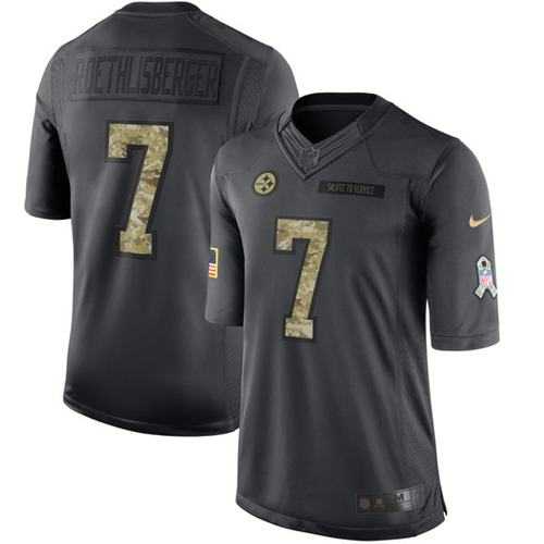 Youth Nike Pittsburgh Steelers #7 Ben Roethlisberger Anthracite Stitched NFL Limited 2016 Salute to Service Jersey
