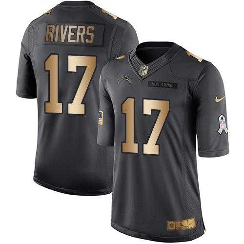 Youth Nike San Diego Chargers #17 Philip Rivers Black Stitched NFL Limited Gold Salute to Service Jersey Youth Nike San Diego Chargers #17 Philip Rivers Black Stitched NFL Limited Gold Salute to Service Jersey
