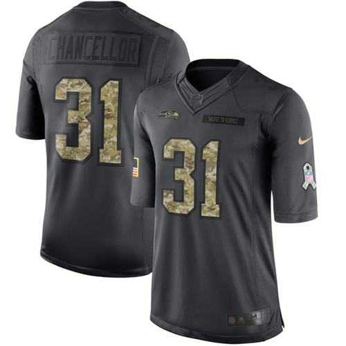 Youth Nike Seattle Seahawks #31 Kam Chancellor Anthracite Stitched NFL Limited 2016 Salute to Service Jersey