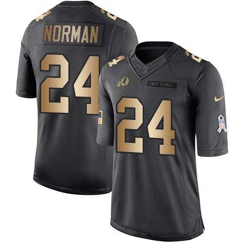 Youth Nike Washington Redskins #24 Josh Norman Black Stitched NFL Limited Gold Salute to Service Jersey