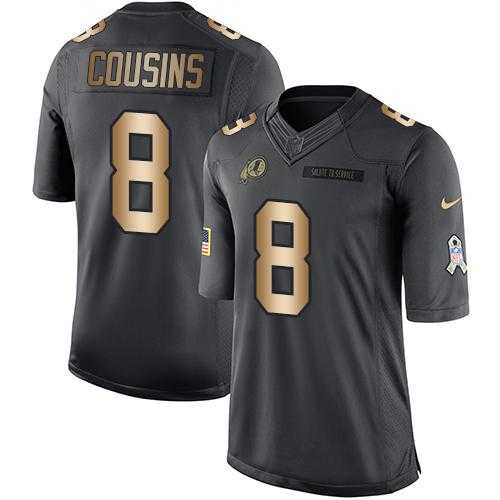 Youth Nike Washington Redskins #8 Kirk Cousins Black Stitched NFL Limited Gold Salute to Service Jersey