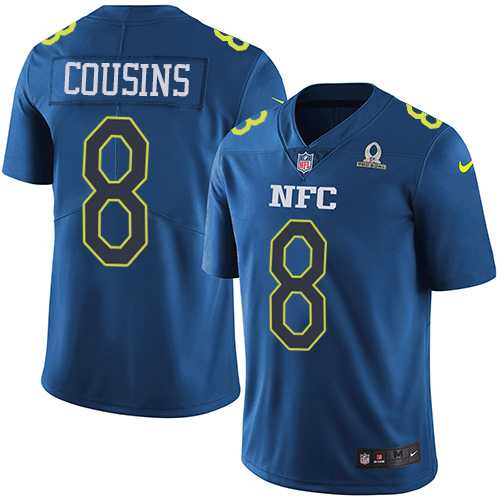 Youth Nike Washington Redskins #8 Kirk Cousins Navy Stitched NFL Limited NFC 2017 Pro Bowl Jersey