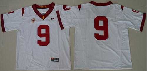 USC Trojans #9 JuJu Smith-Schuster White PAC-12 C Patch Stitched NCAA Jersey