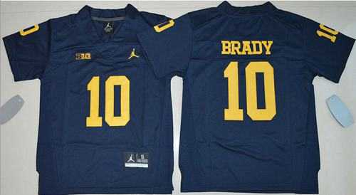 Youth Michigan Wolverines #10 Tom Brady Navy Blue Jordan Brand Stitched NCAA Jersey