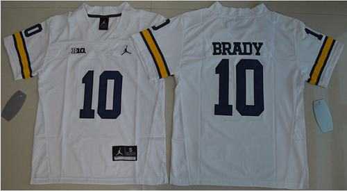 Youth Michigan Wolverines #10 Tom Brady White Jordan Brand Stitched NCAA Jersey