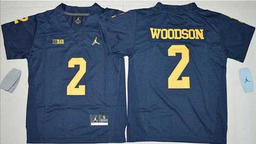 Youth Michigan Wolverines #2 Charles Woodson Navy Blue Jordan Brand Stitched NCAA Jersey