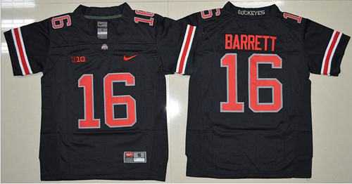 Youth Ohio State Buckeyes #16 J. T. Barrett Black(Red No.) Limited Stitched NCAA Jersey