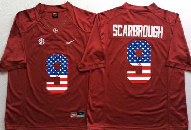 Alabama Crimson Tide #9 Bo Scarbrough Red USA Flag College Jersey