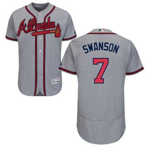 Atlanta Braves #7 Dansby Swanson Grey Flexbase Authentic Collection Stitched MLB Jersey