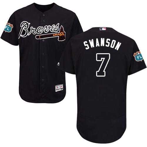 Atlanta Braves #7 Dansby Swanson Navy Blue Flexbase Authentic Collection Stitched MLB Jersey